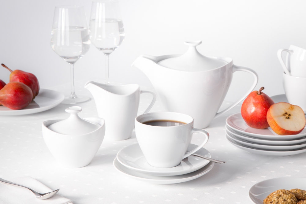 Zestaw do kawy na 6 osób porcelana MariaPaula Moderna Biała (21 elementów)