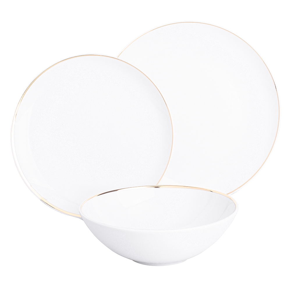 Zestaw obiadowy / zestaw talerzy dla 6 osób porcelana MariaPaula Moderna Gold ze złotym zdobieniem (18 elementów)