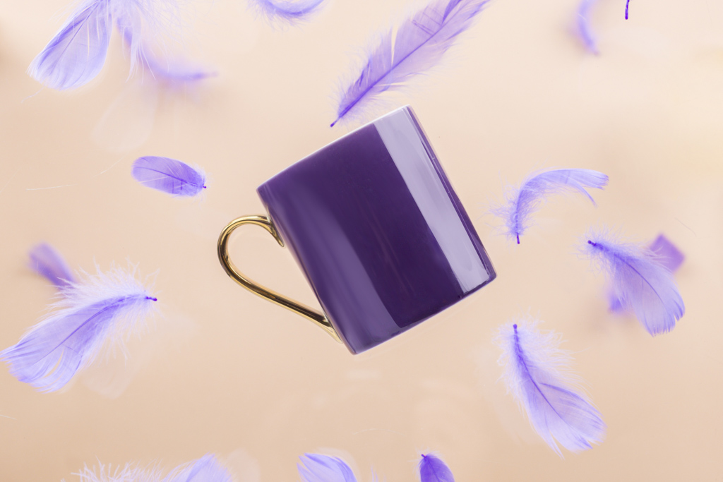 Exotic straight mug  with gold handle NBC 300 ml purple