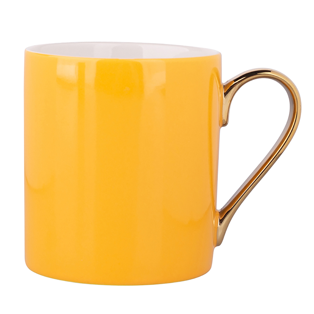 Exotic straight mug  with gold handle NBC 300 ml yellow