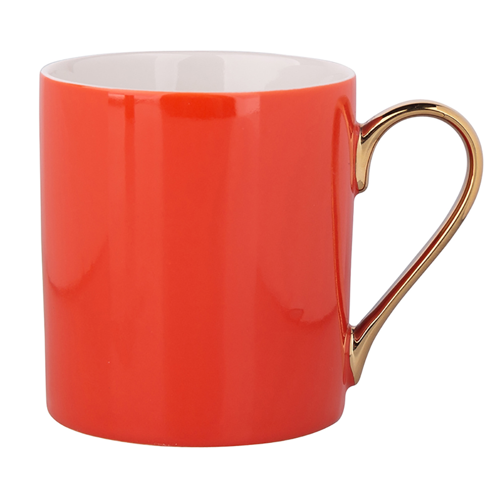 Exotic straight mug  with gold handle NBC 300 ml orange