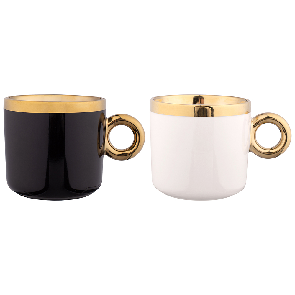 Gold Dream set of 2 wide mugs NBC 350 ml with golden handle gift box