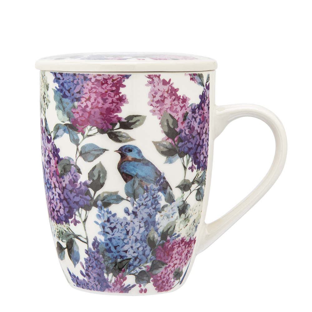 Mug NBC with lid and filter 340 ml in sleeve dec. Lilac