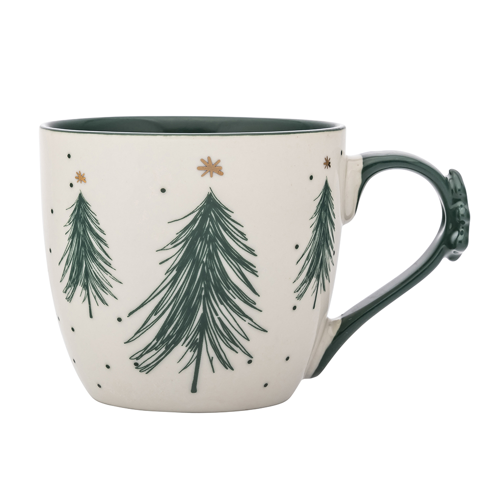 Green Christmas Tree mug NBC 460 ml with decor on the handle color box