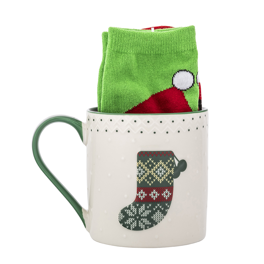 Set xmas green mug NBC 500 ml and socks size 35-44