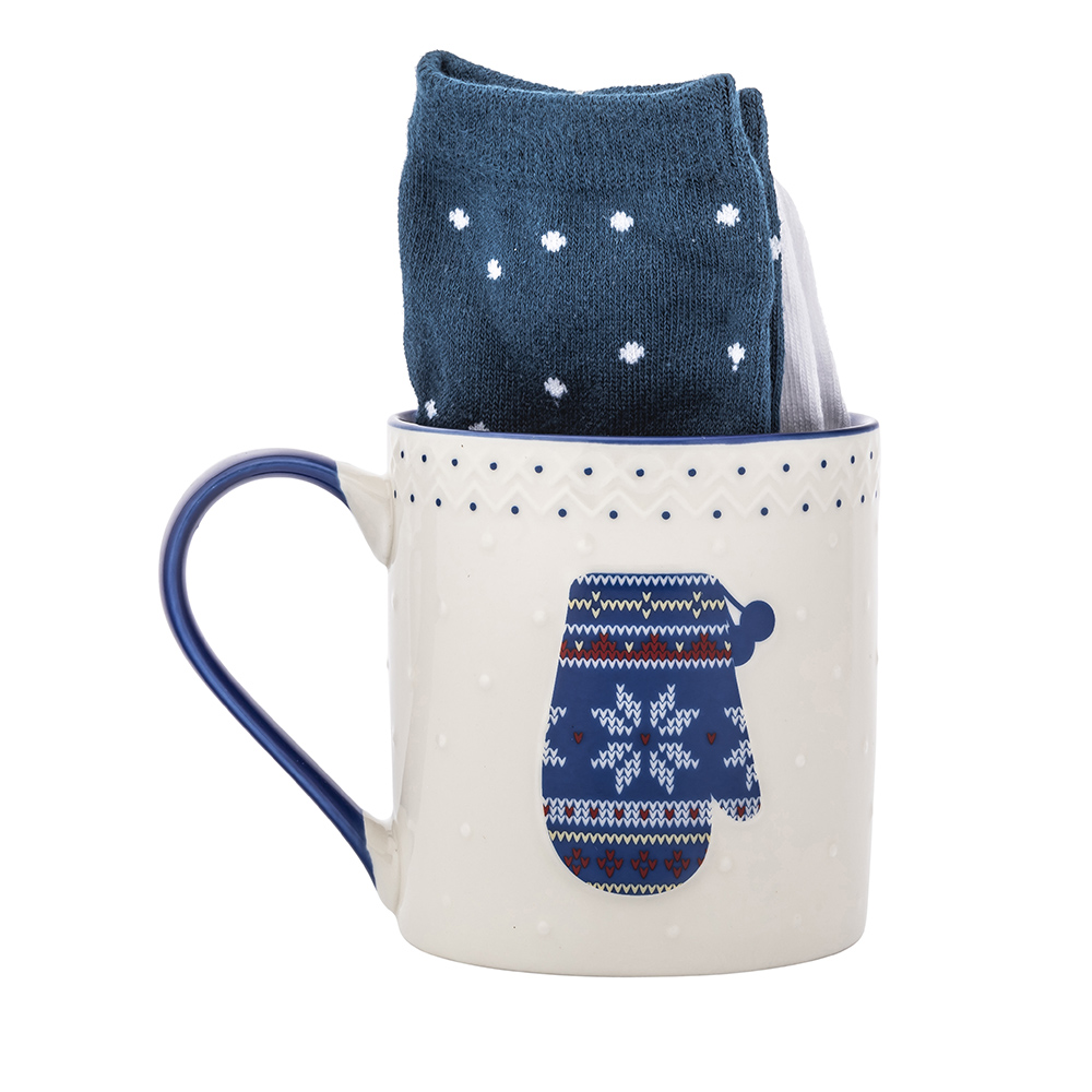 Set xmas blue mug NBC 500 ml and socks size 35-44