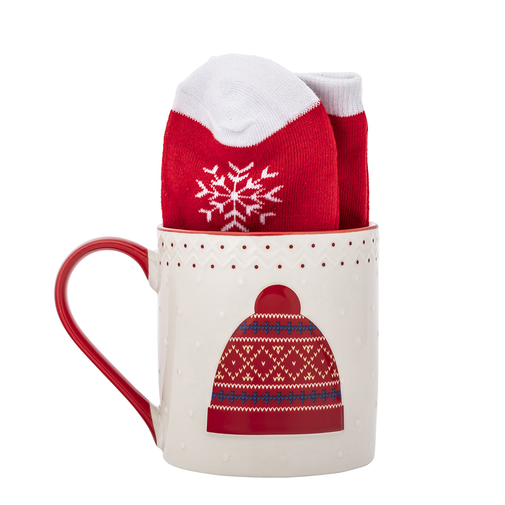 Set xmas red mug NBC 500 ml and socks size 35-44