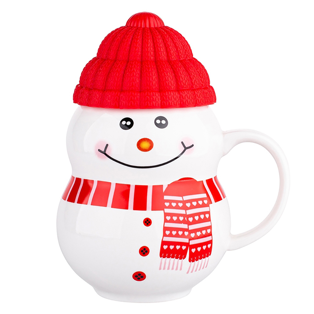 Winter mug NBC 380 ml with silicone lid in sleeve Snowman A