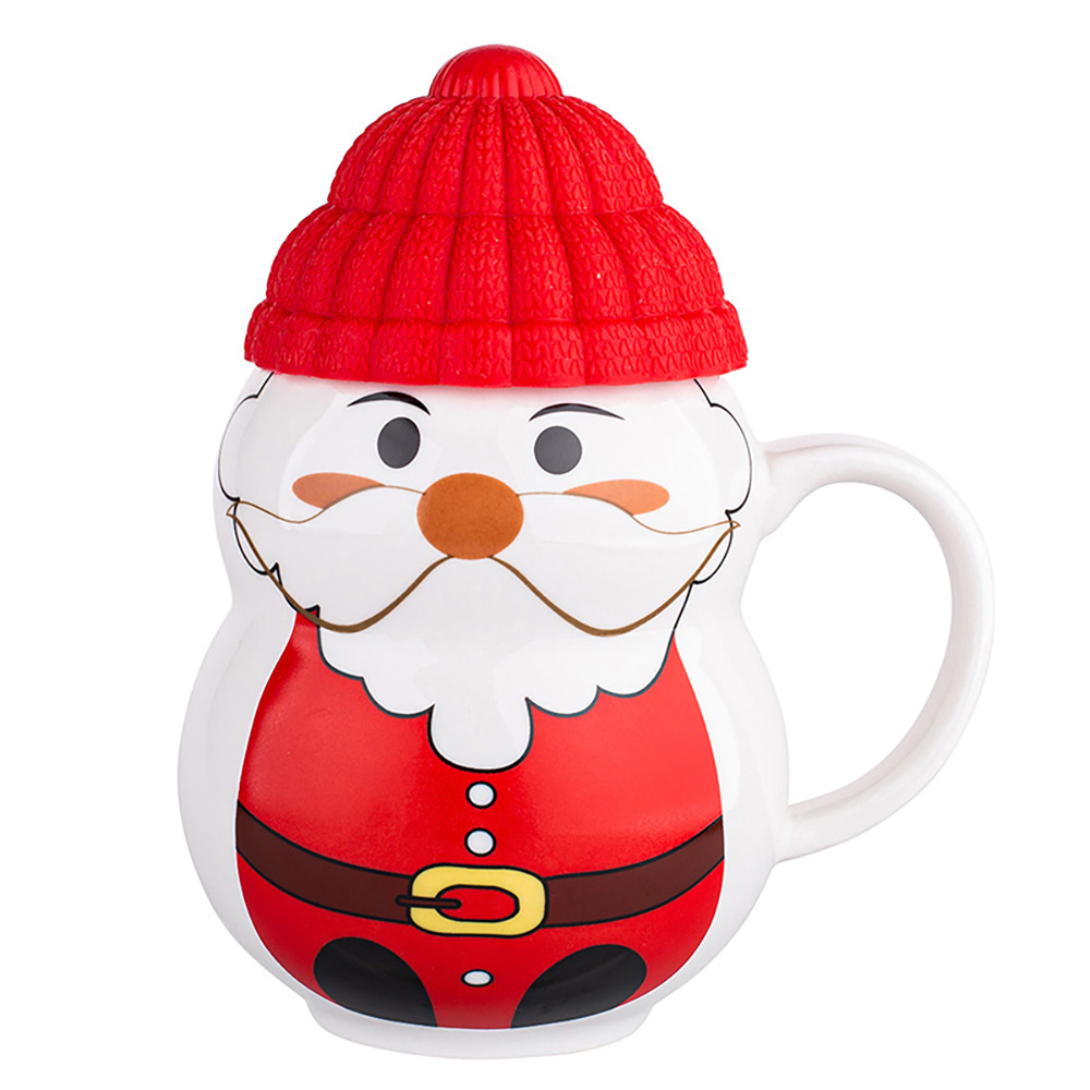 Winter mug NBC 380 ml with silicone lid in sleeve Santa