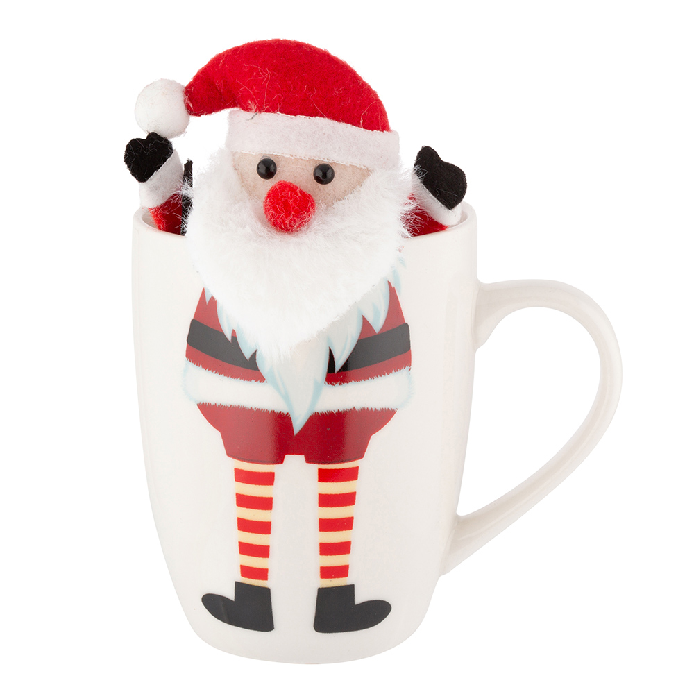 Winter barrel mug NBC 340 ml with a teddy Santa A in sleeve