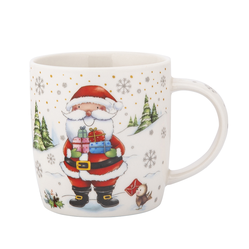 Mug with Santa NBC 400 ml with Xmas glasses color box