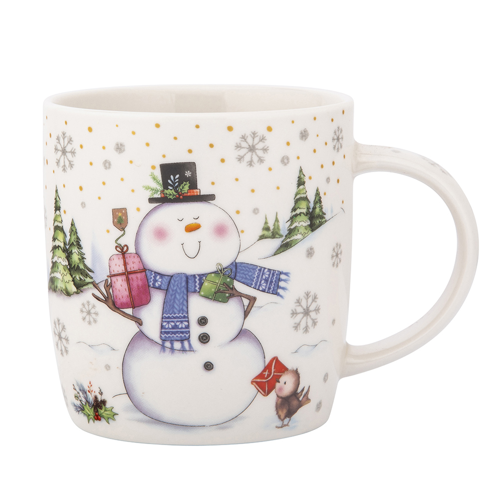 Mug with Snowman NBC 400 ml with Xmas glasses color box