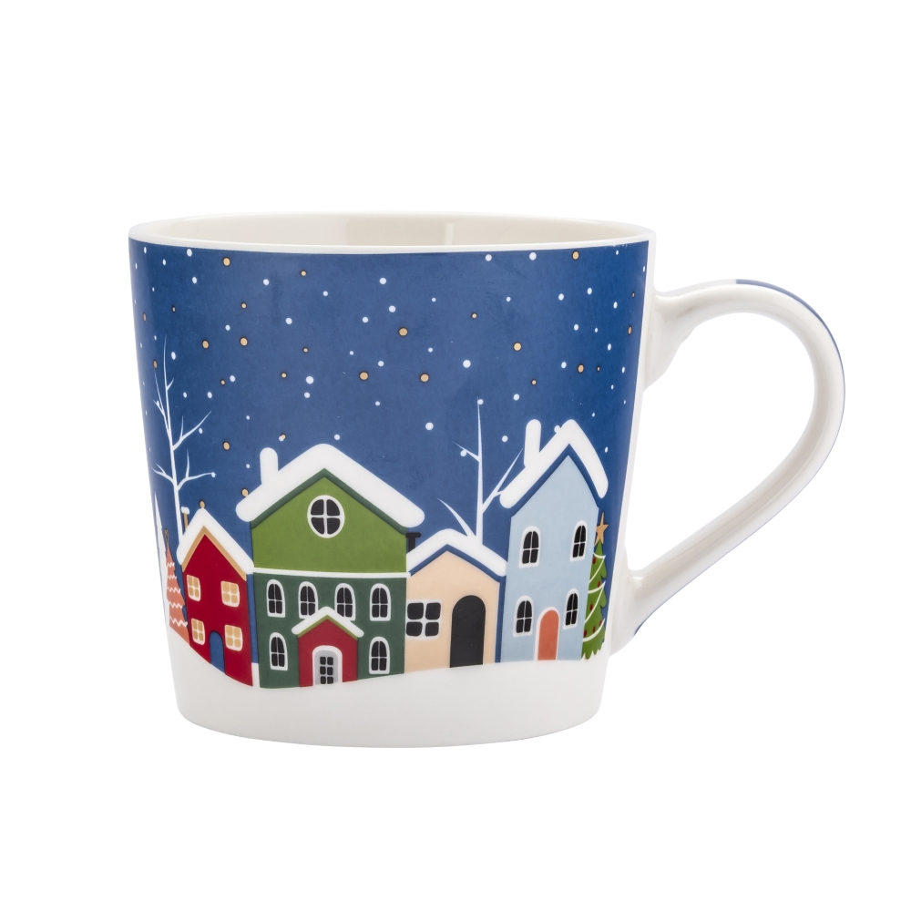Conical mug NBC 390 ml dec. Houses in the snow