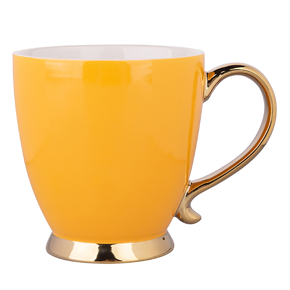 Exotic jumbo cup on foot with gold handle NBC 400 ml yellow