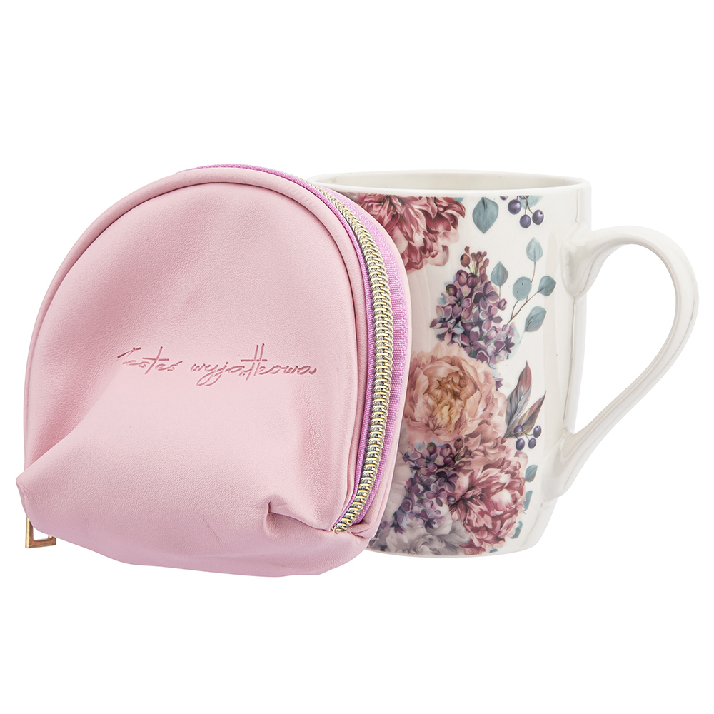 Lilac blossom gift set barrel mug 320 ml with make-up bag  9x6x11 cm dec. Jesteś wyjątkowa color box