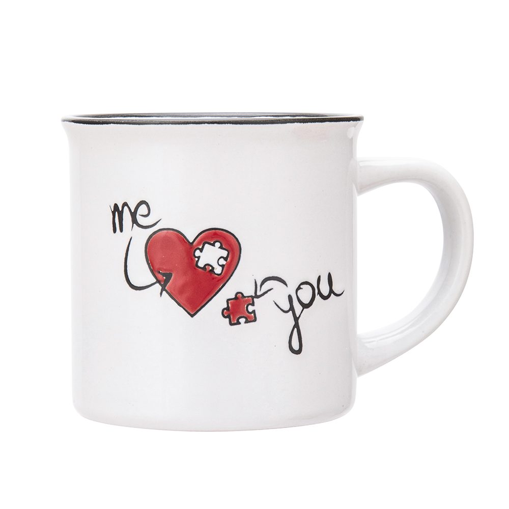Porcelite mug with rim 320 ml dec. Me and you