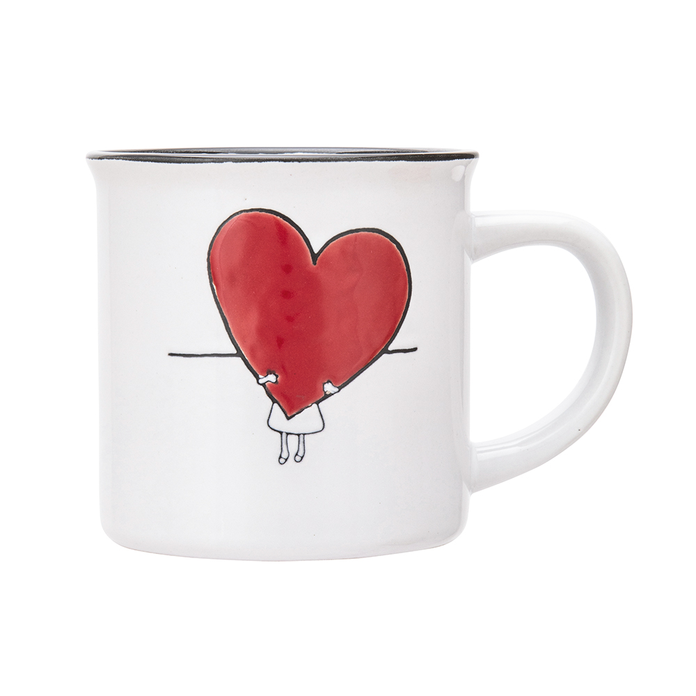 Porcelite mug with rim 320 ml dec. Heart