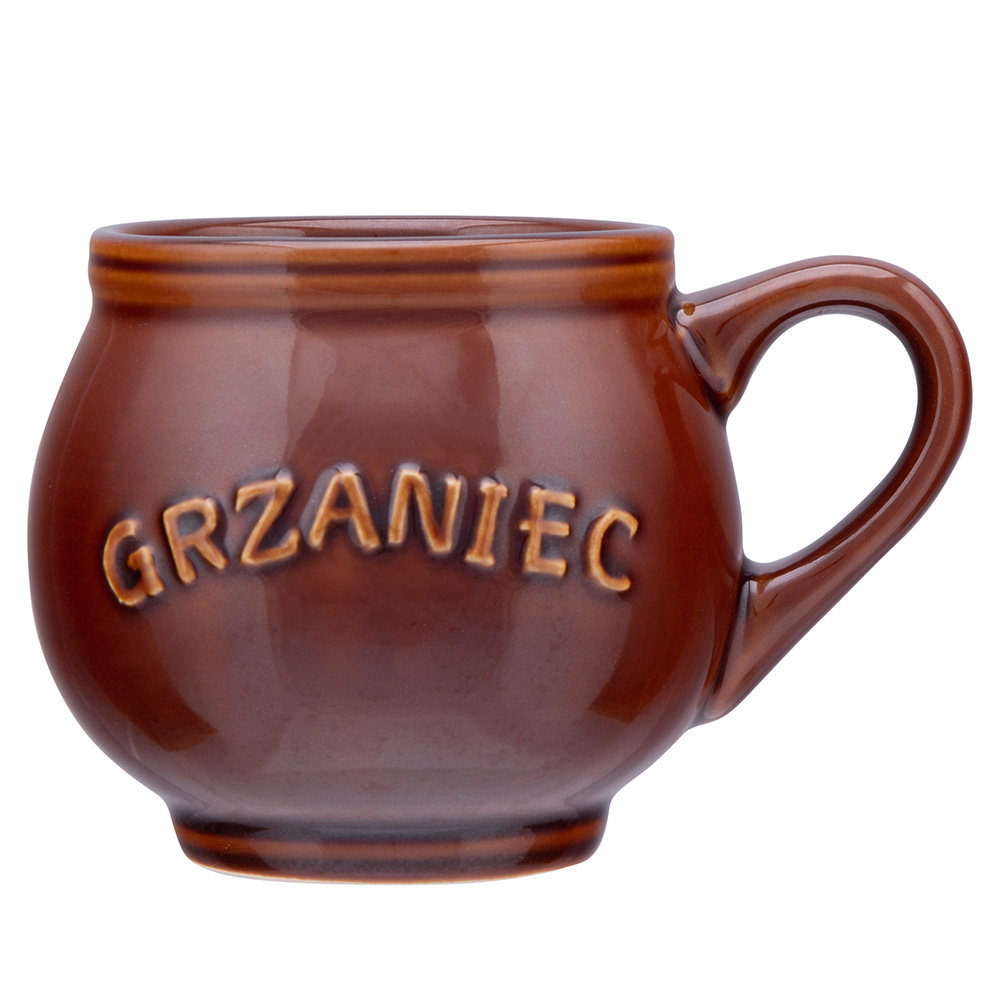 GRZANIEC KUBEK CERAMICZNY BECZUŁKA Z UCHEM 320 ML Z NAPISEM