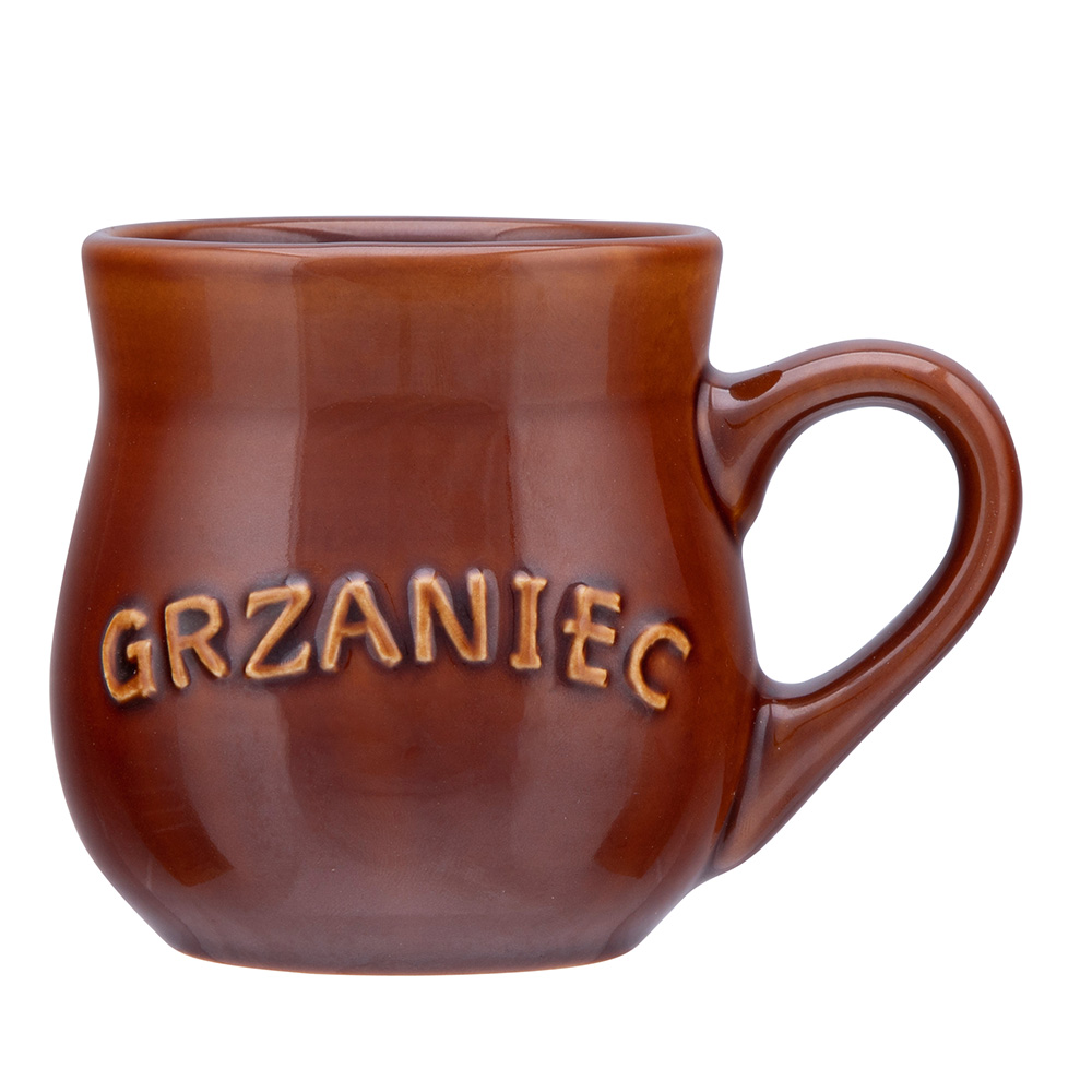 GRZANIEC KUBEK CERAMICZNY BECZUŁKA Z UCHEM 250 ML Z NAPISEM