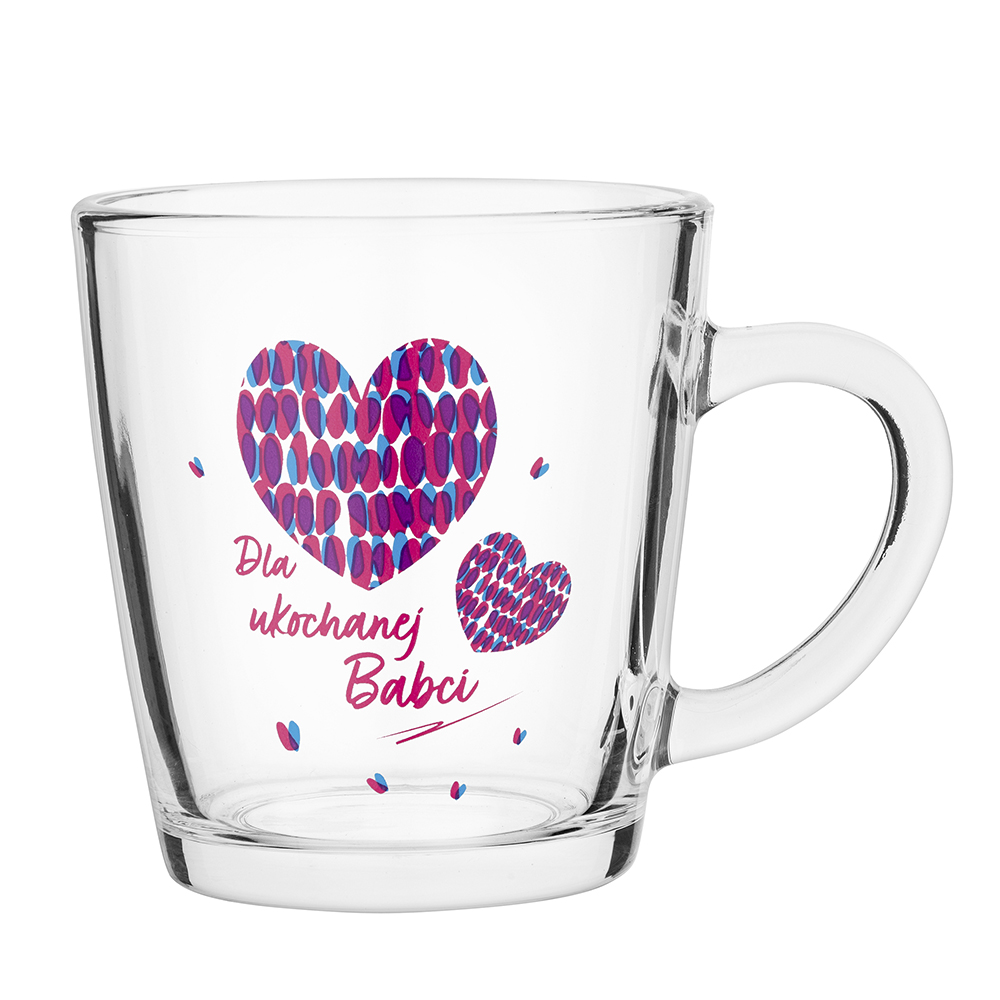 Glass mug 350ml with decor