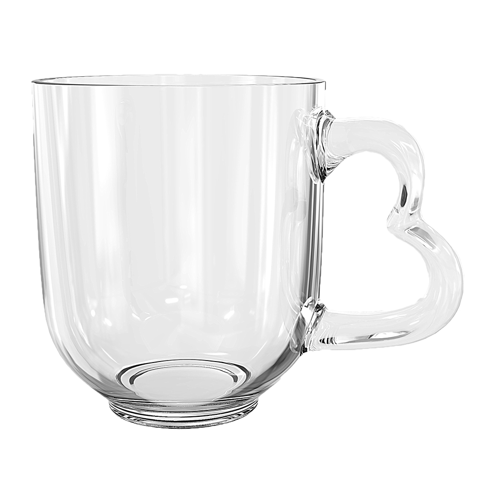 Glass mug with heart shape ear 310 ml