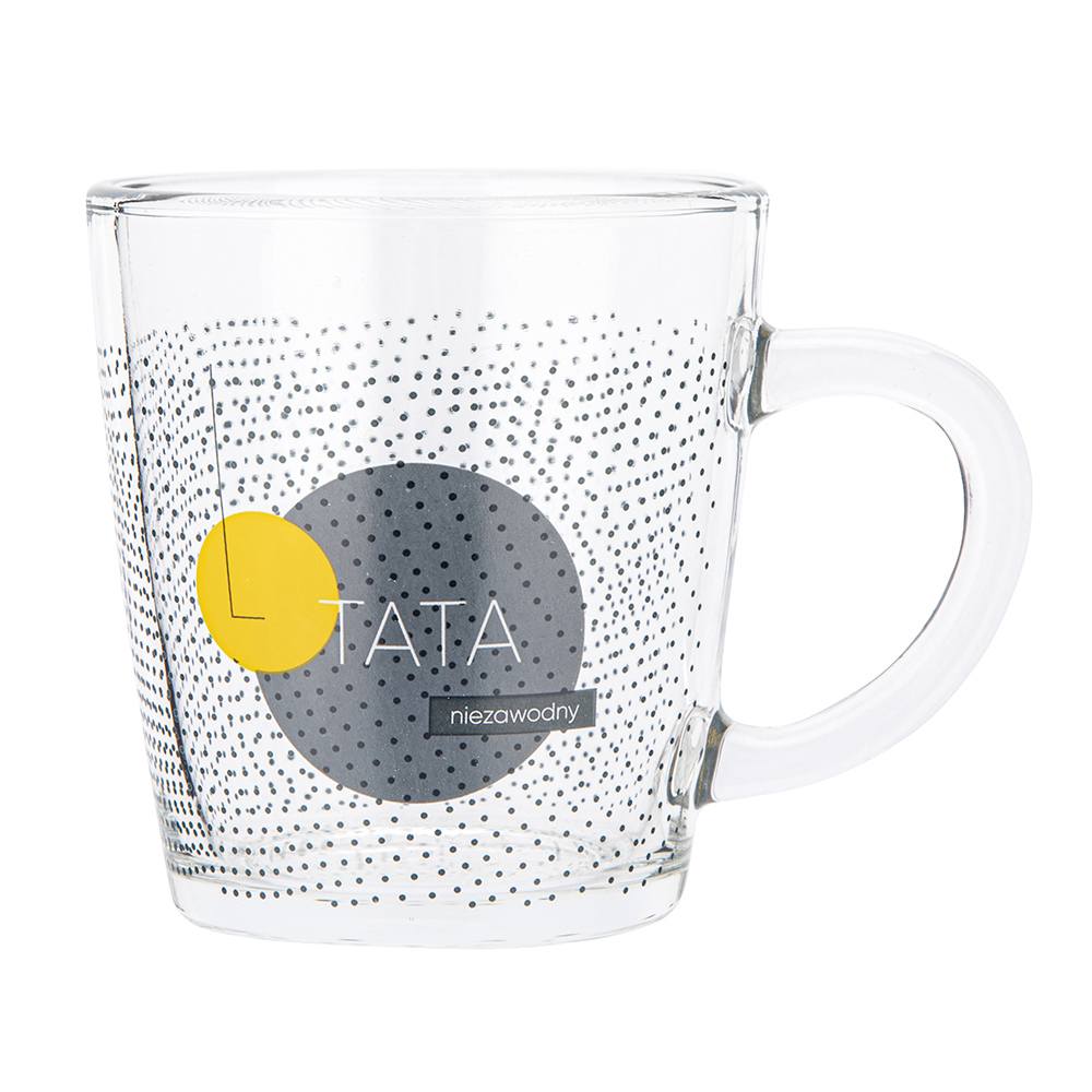 Glass mug with decoration in full body around mug