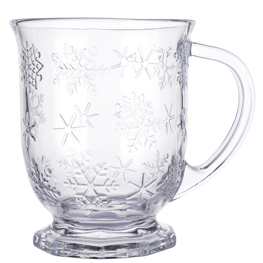 ŚNIEŻYNKI KUBEK NA STOPCE, SZKŁO, 500 ML