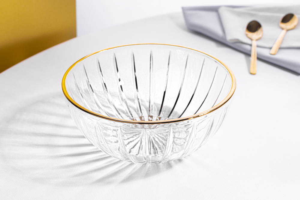 Glass bowl with gold rim 17,5cm