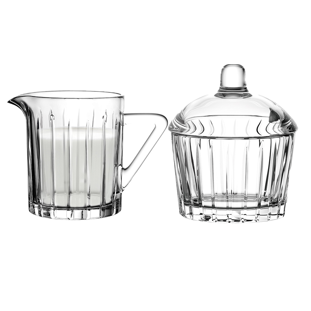 Venus set: glass milk jug 200ml+ sugar bowl 210ml