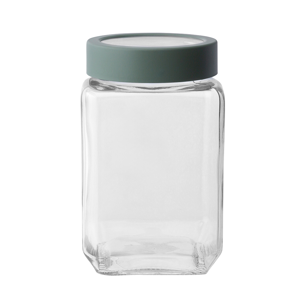 POJEMNIK SZKLANY KWADRATOWY Z SZAŁWIOWĄ POKRYWKĄ 700 ML