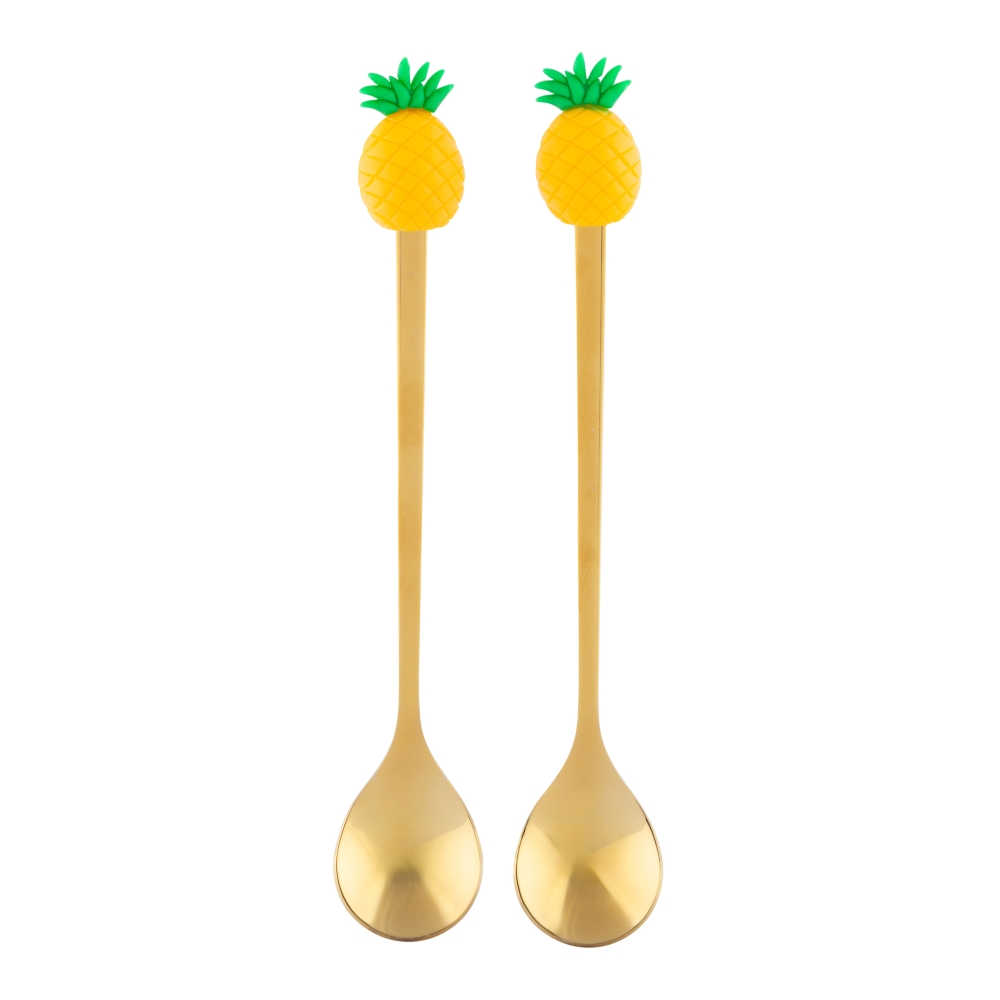 KPL. 2 ŁYŻECZEK W ODCIENIU ZŁOTA Z OZDOBNĄ KOŃCÓWKĄ ANANAS (COLOR BOX)
