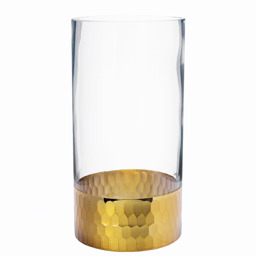 Golden Honey glass vase cylinder shape (gold electroplate finish) h=20cm