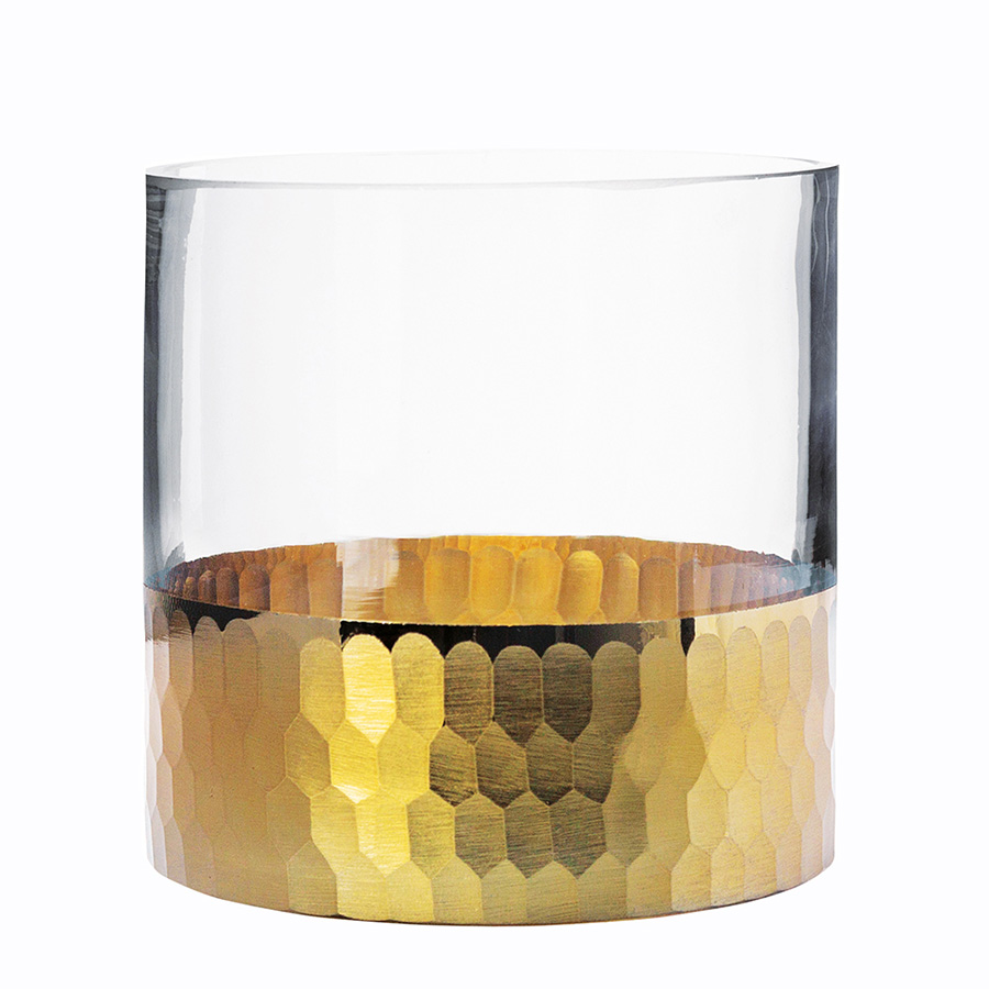 Golden Honey glass vase cylinder shape (gold electroplate finish) h=12cm