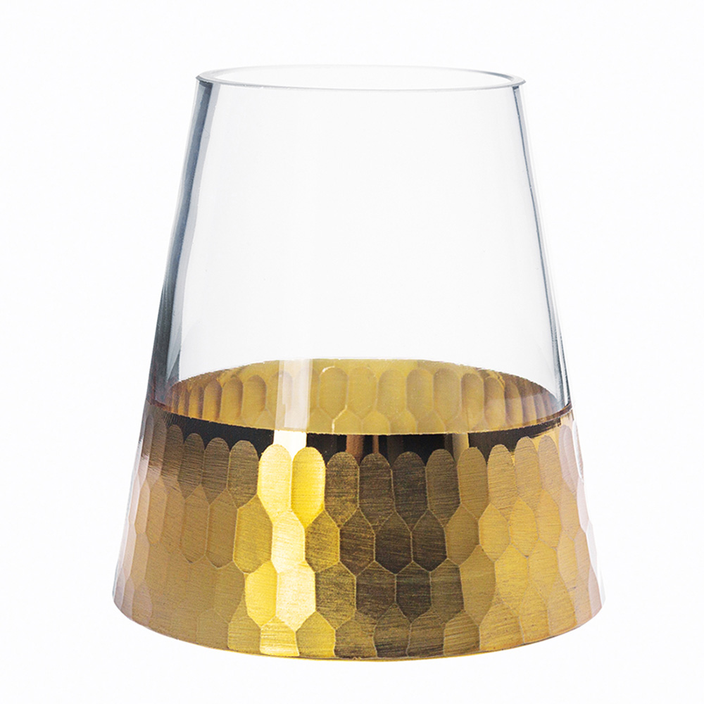 Golden Honey glass vase triangular shape (gold electroplate finish) h=25cm
