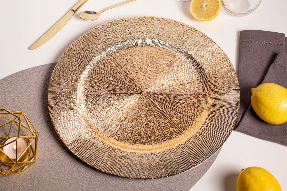 Electroplated gold charger plate dia 33 cm