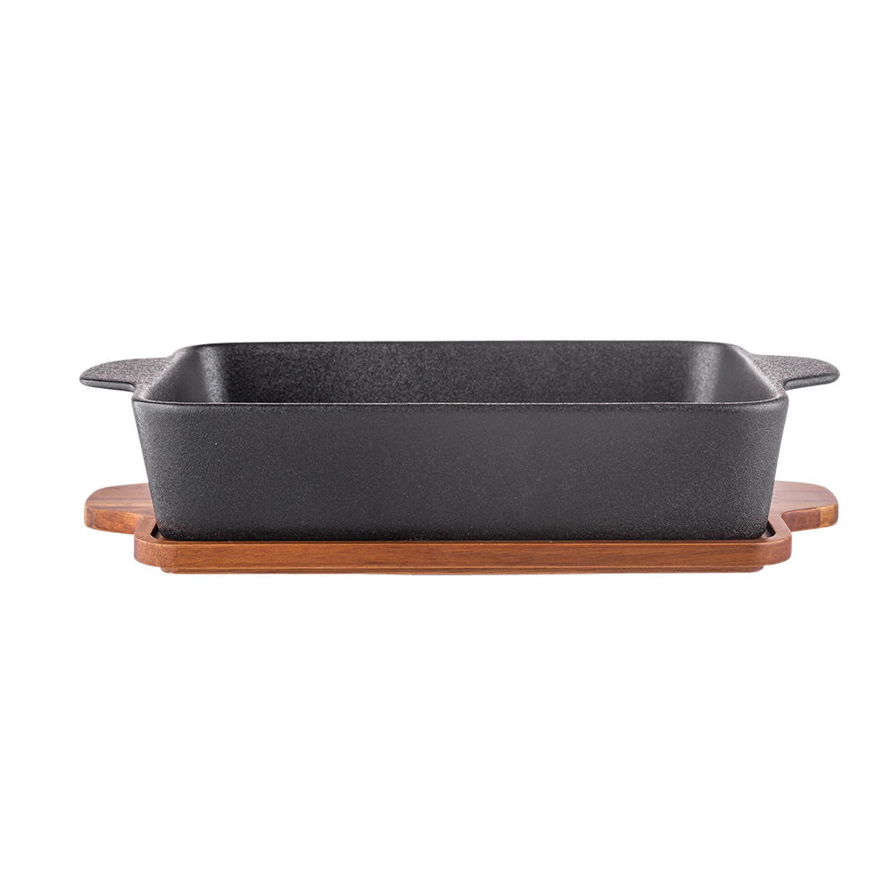 INITIO rectangular dish 32.5X19x7 with acacia lid and stand