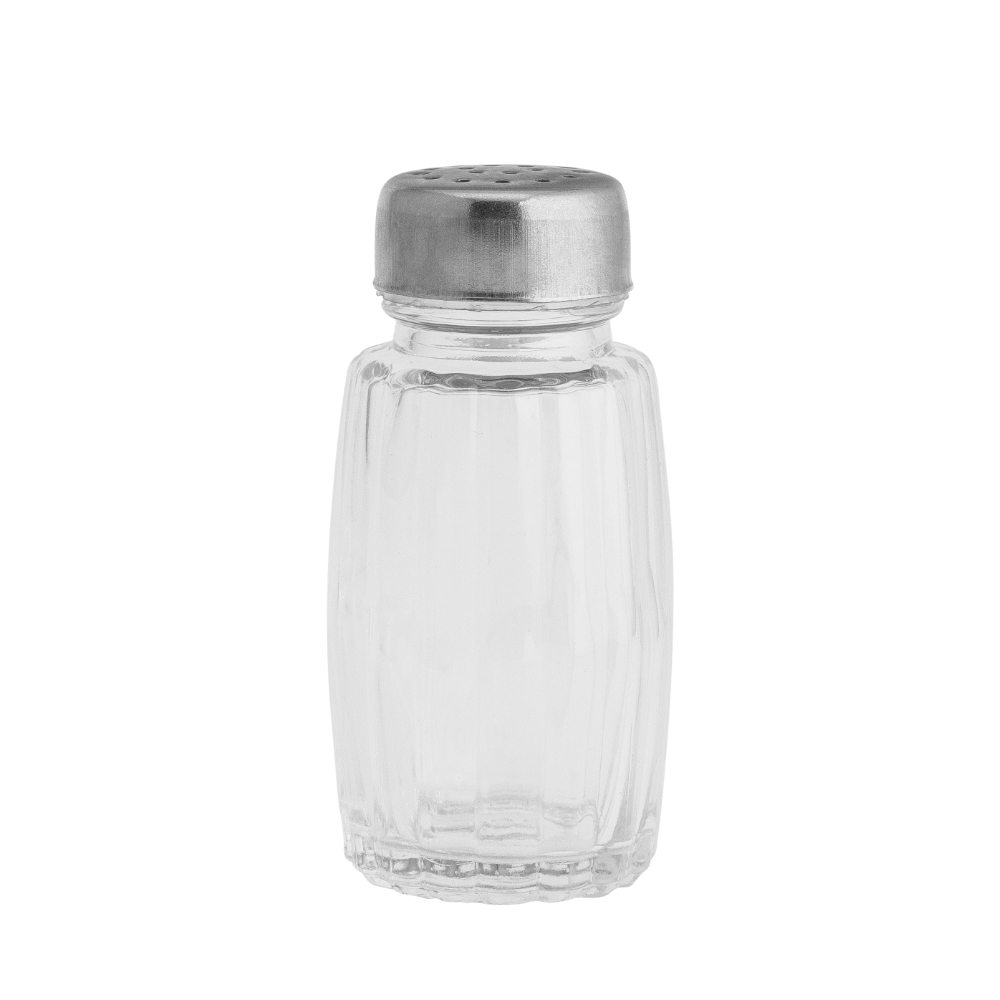 POJEMNIK NA PRZYPRAWY SZKLANY 50ML BIAŁY Z NAKRĘTKĄ NIERDZEWNĄ