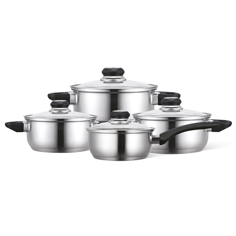 Emilio 8pcs stainless steel cookware set 14/16/18/22 cm