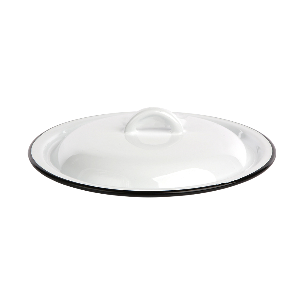 Enamelled  lid 24cm white color with black rim