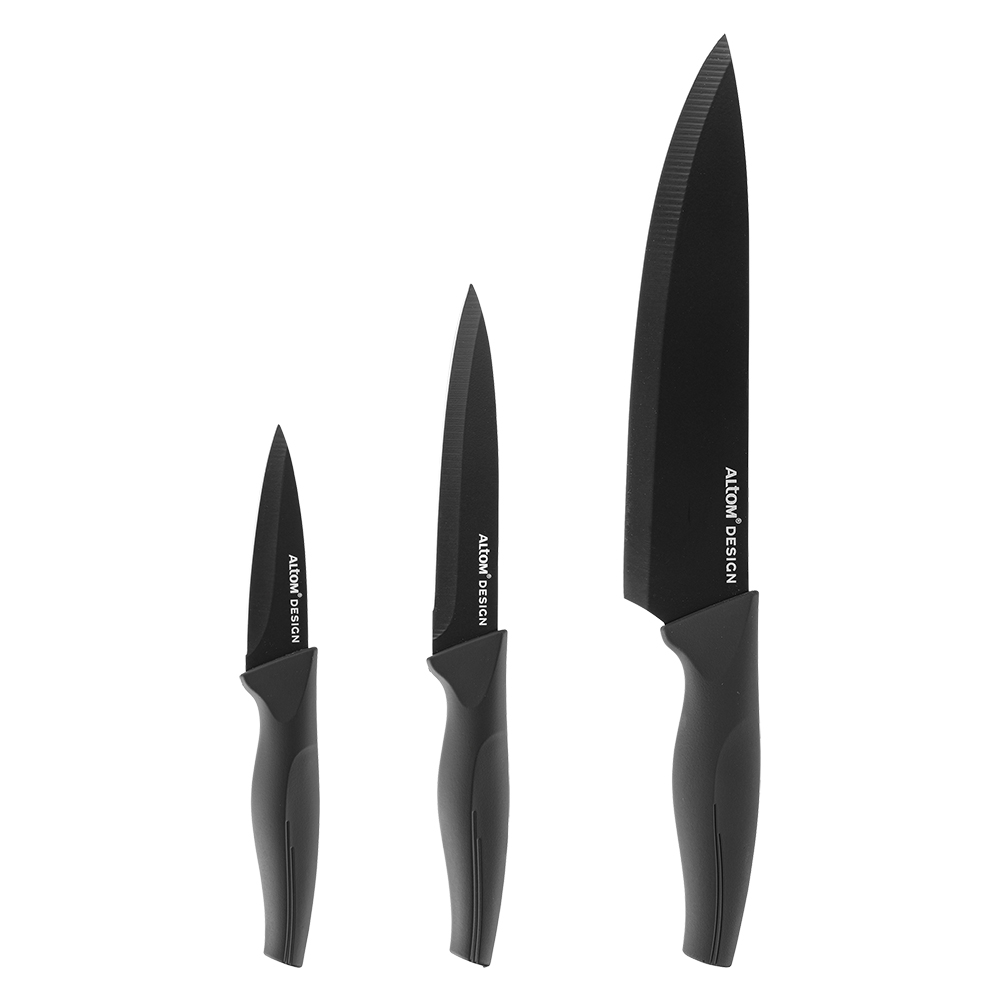 Set of 3 knives, non stick