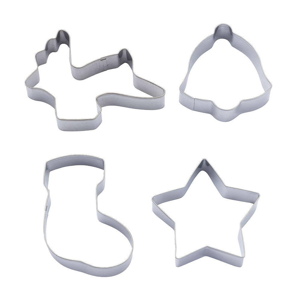 Set of 4 stainless steel cutters, Christmas mix II