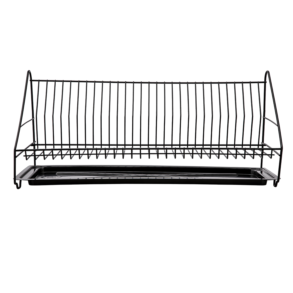 1-tier black dish drainer, 60 cm, with tray