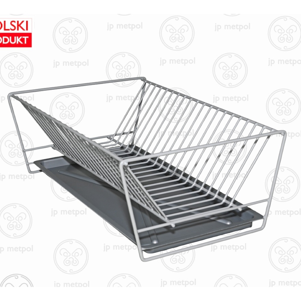 SUSZARKA DO NACZYŃ KEMPINGOWA 40x28 SREBRNA Z TACKĄ
