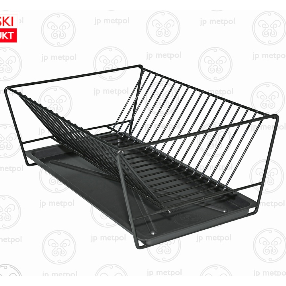 SUSZARKA DO NACZYŃ KEMPINGOWA 40x28 CZARNA  Z TACKĄ