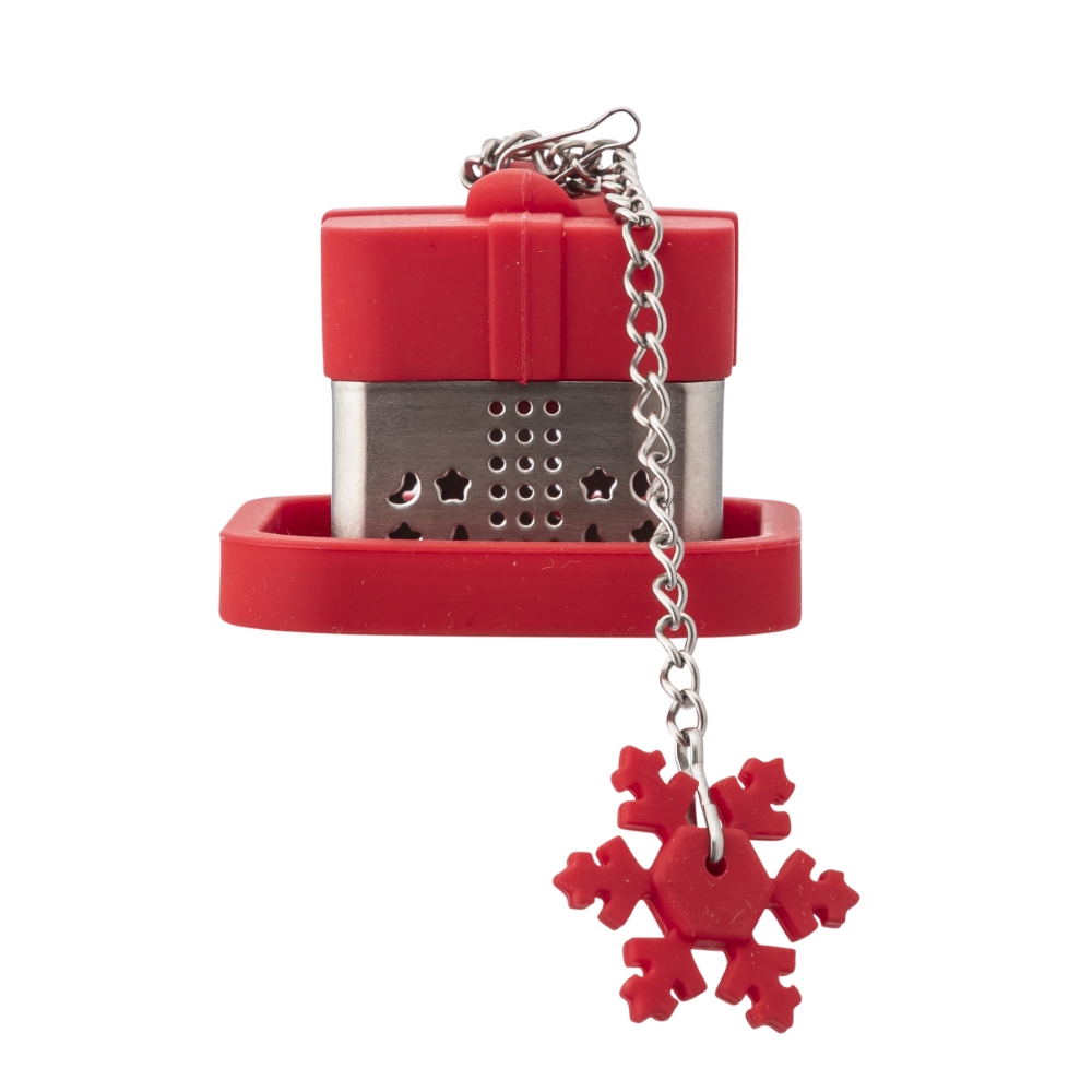ZAPARZACZ DO HERBATY  PREZENT Z DEKORACYJNĄ ZAWIESZKĄ ŚNIEŻYNKA 3,5X5 CM