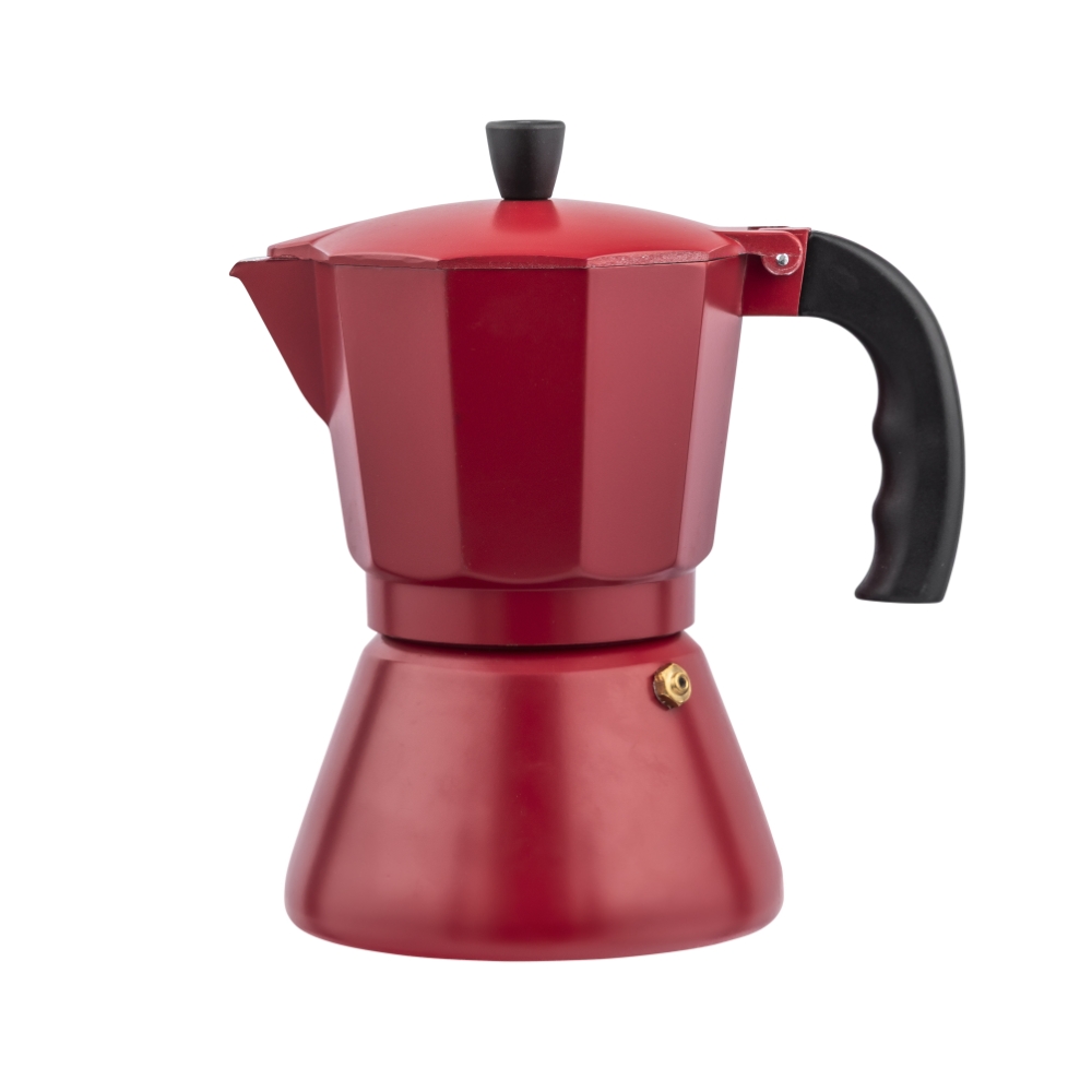KAWIARKA ALUMINIOWA 300 ML NA 6 FILIŻANEK CZERWONA (COLOR BOX)