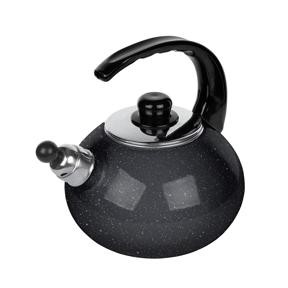 Enamelled kettle 2,5 L speckled gray