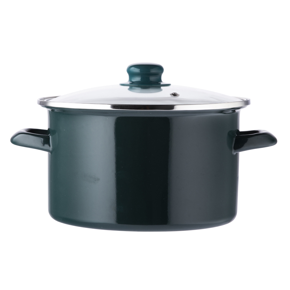 GARNEK PROSTY EMALIOWANY 24CM Z POKRYWĄ SZKLANĄ 4,6L PINOT