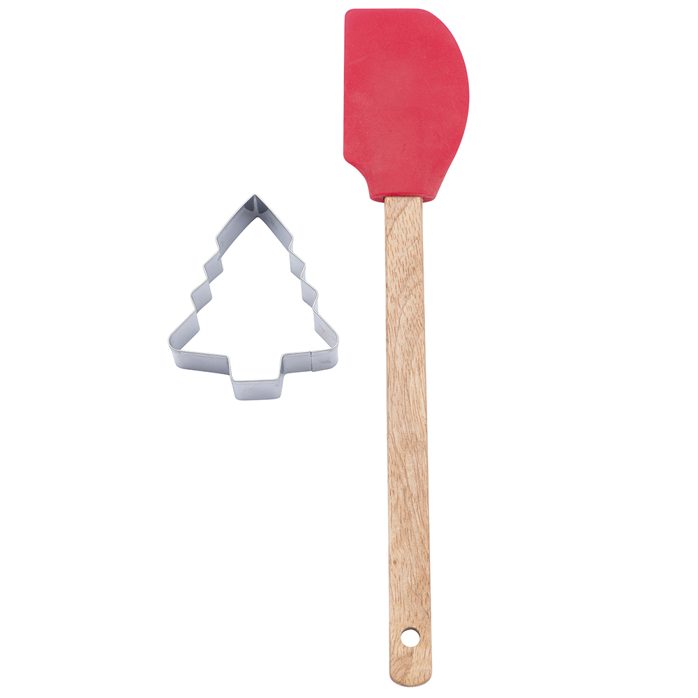 Set of silicone spatula with cookie cutter
