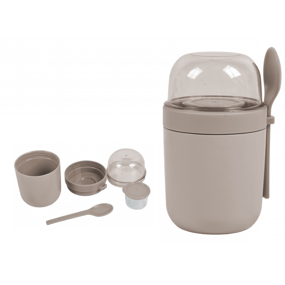 TAKE&GO LUNCH BOX/POJEMNIK NA JOGURT Z WYPOSAŻENIEM 9,5X17X11 CM TAUPE